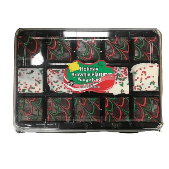 Holiday Brownie Platter Fudge Iced, 15 Count - ShelHealth.Com