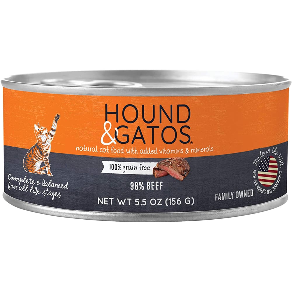 Hound and Gatos Cat Grain Free Beef 5.5oz. (Case of 24) - Pet Supplies - Hound and Gatos