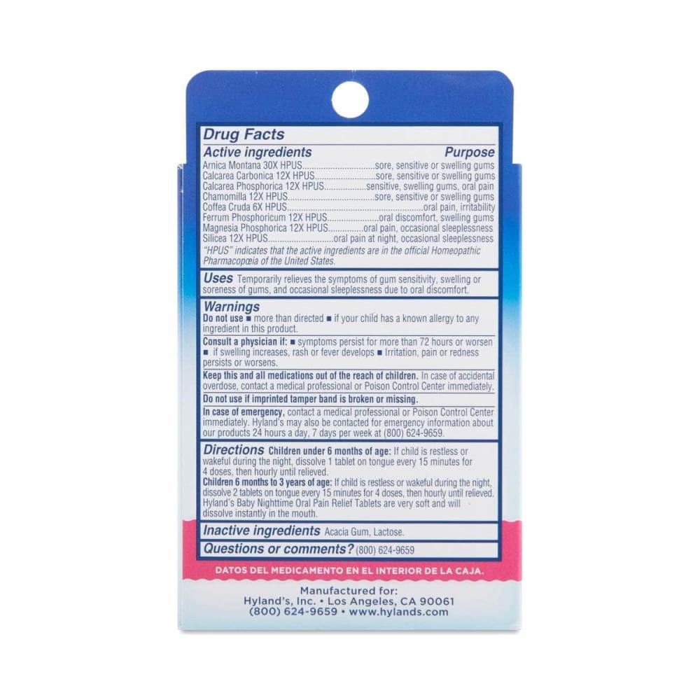 HYLANDS Hyland Oral Pain Relief Baby Night Time, 125 Tablets