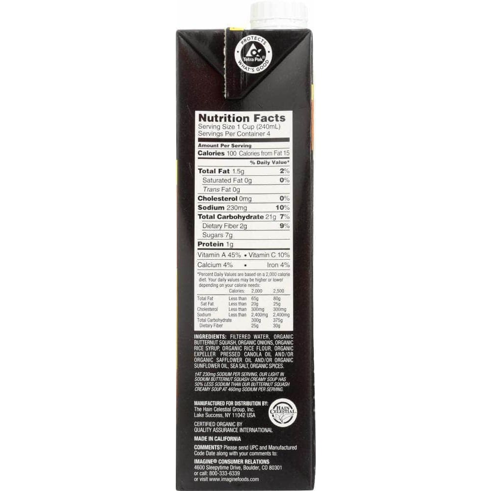 Imagine Foods Imagine Organic Soup Light in Sodium Creamy Butternut Squash Soup, 32 oz