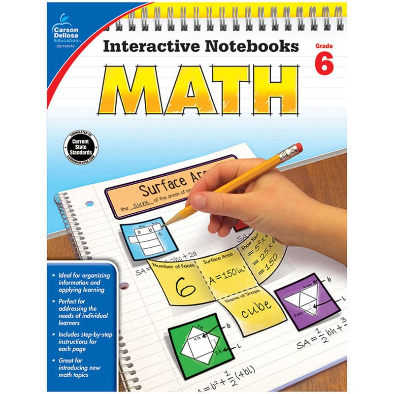 Interactive Notebooks Math Grade 6 Resource Book (Pack of 6) - Activity Books - Carson Dellosa Education
