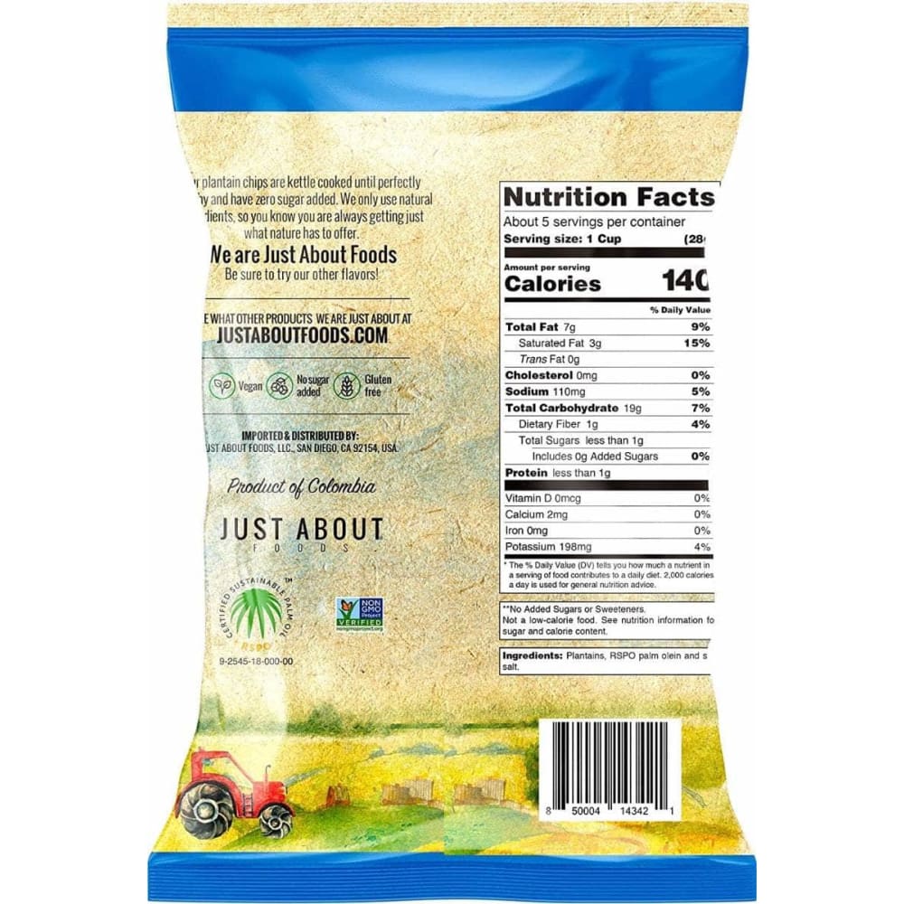 JUST ABOUT FOODS Just About Foods Chips Plantain Sea Salt, 5.3 Oz