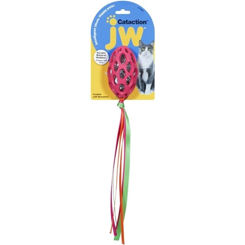 JW Pet Cataction Football with Streamers Cat Toy Red One Size - Pet Supplies - JW