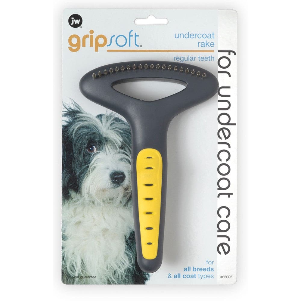 JW Pet Undercoat Rake Grey; Yellow Regular Teeth - Pet Supplies - JW