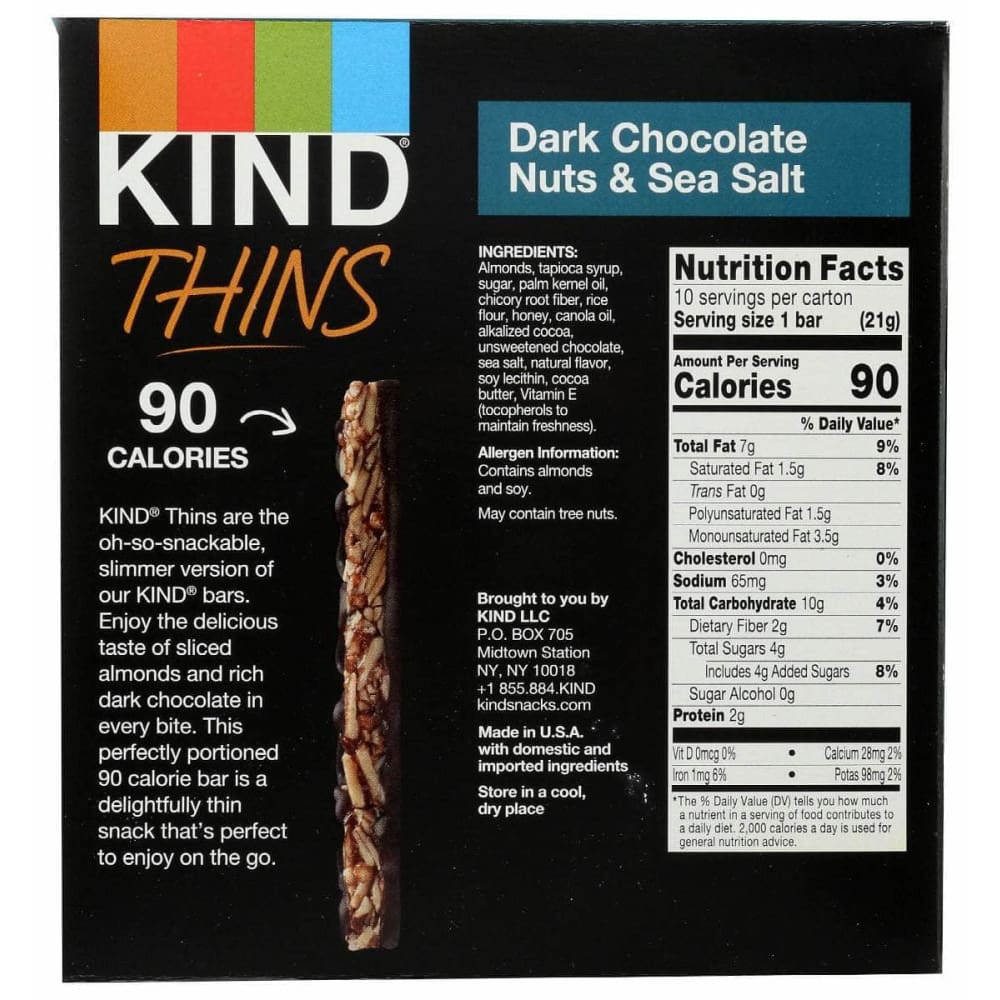 KIND Kind Dark Chocolate Almond Sea Salt Thins, 7.4 Oz