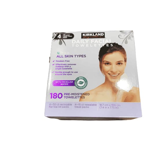 Kirkland Signature Daily Facial Towellettes (180 Count, 1-Box) - ShelHealth.Com