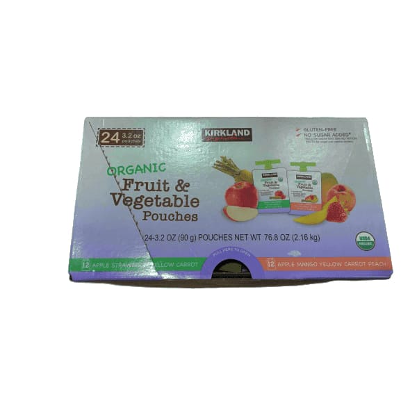 Kirkland Signature Organic Fruit & Vegetable Pouches (24/3.2 Oz Net Wt 76.8 Oz) - ShelHealth.Com