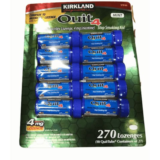Kirkland Signature Quit4 4mg Lozenge Mint 270 Count. - ShelHealth.Com