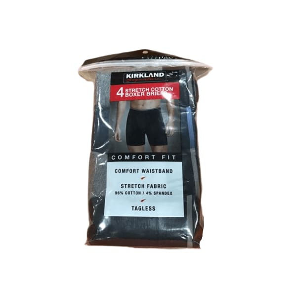 Kirkland Signature Men's 4-Pack Stretch Comfort Fit Cotton Boxer Briefs - Supima Blend M/L/XL