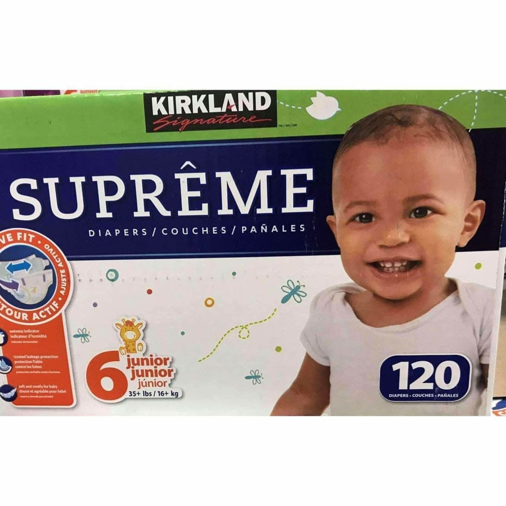 Kirkland Signature Supreme Diapers Size 6 120 Count ShelHealth