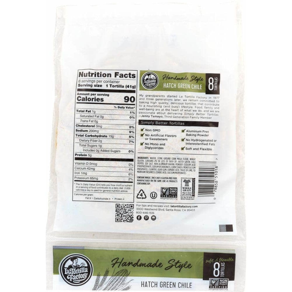 La Tortilla Factory La Tortilla Factory Hand Made Corn Tortillas Green Chile, 11.57 oz