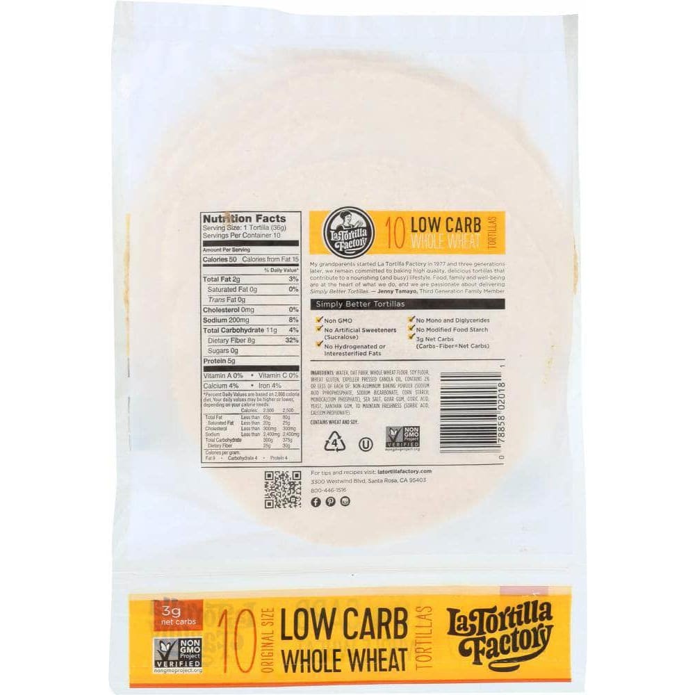 La Tortilla Factory La Tortilla Factory Whole Wheat Low Carb Tortillas, 13 oz