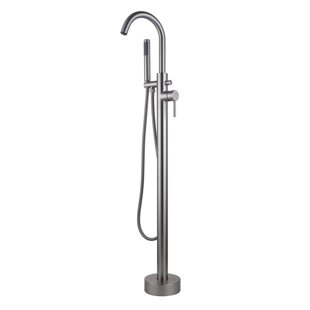 Lanbo Freestanding Brush Nickel Faucet and Swivel Spout Shower Head - Bath Faucets - Lanbo