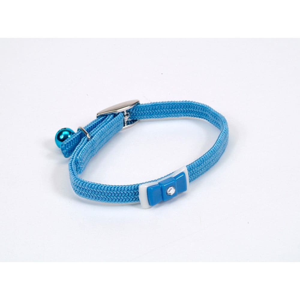 Lil Pals Elasticized Safety Kitten Collar with Jeweled Bow Light Blue 3/8 in x 8 in - Pet Supplies - Lil Pals