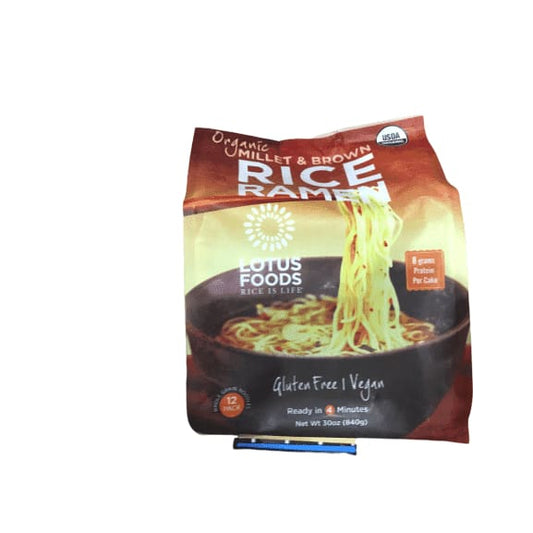 Lotus Foods Millet and Brown Rice Ramen with Miso Soup, Low Sodium, 2.5 oz, 12 Count - ShelHealth.Com