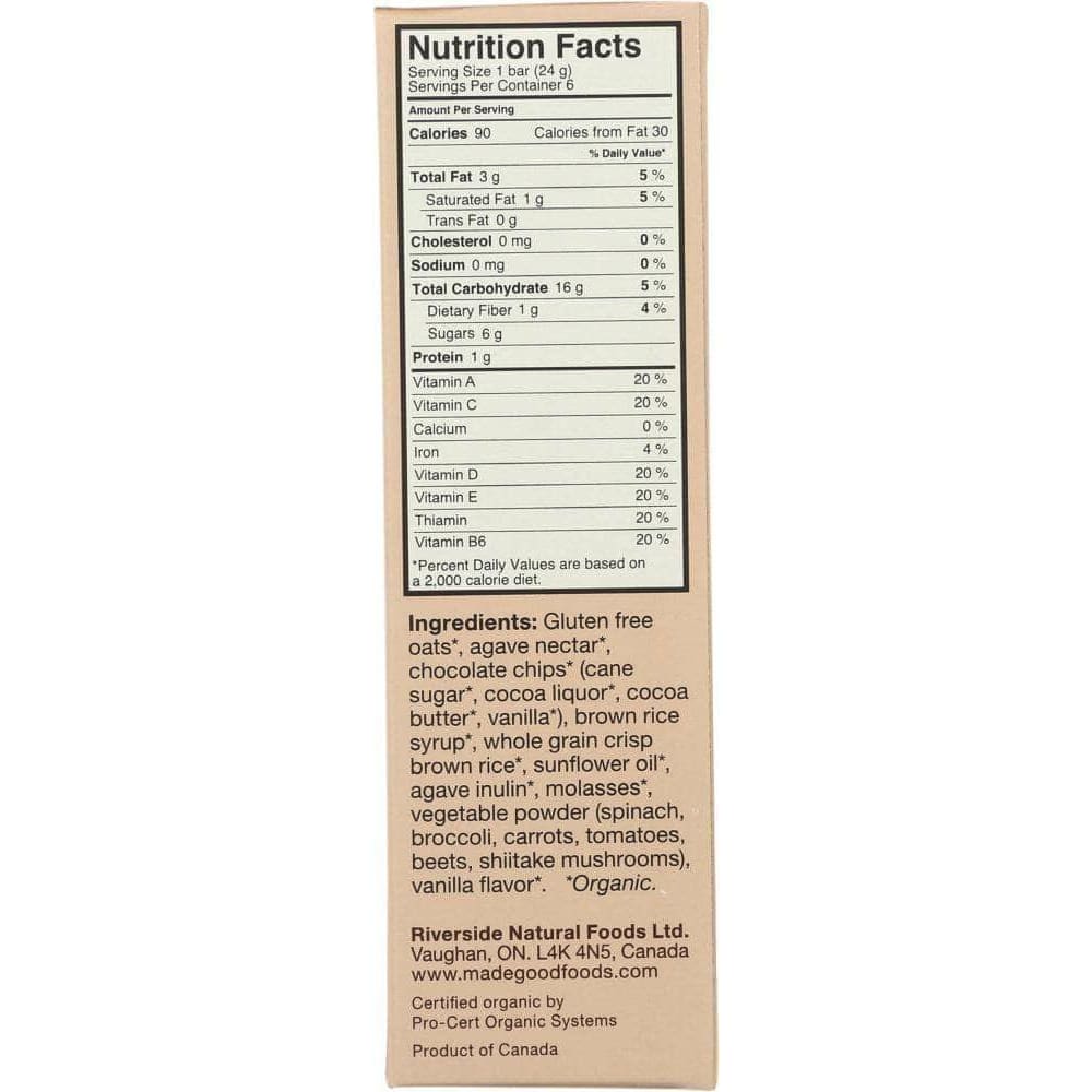 Madegood Madegood Chocolate Chip Granola Bar, 5.10 oz