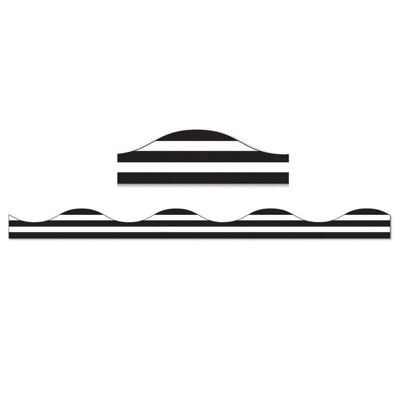 Magnetic Border Black Horizontal Stripes On White (Pack of 8) - Border/Trimmer - Ashley Productions