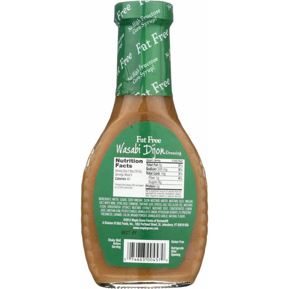 Maple Grove Farms Of Vermont Maple Grove Dressing Fat Free Wasabi Dijon, 8 oz