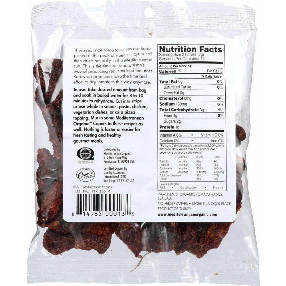 Mediterranean Organic Mediterranean Organics Tomato Sundried Bag Organic, 3 oz