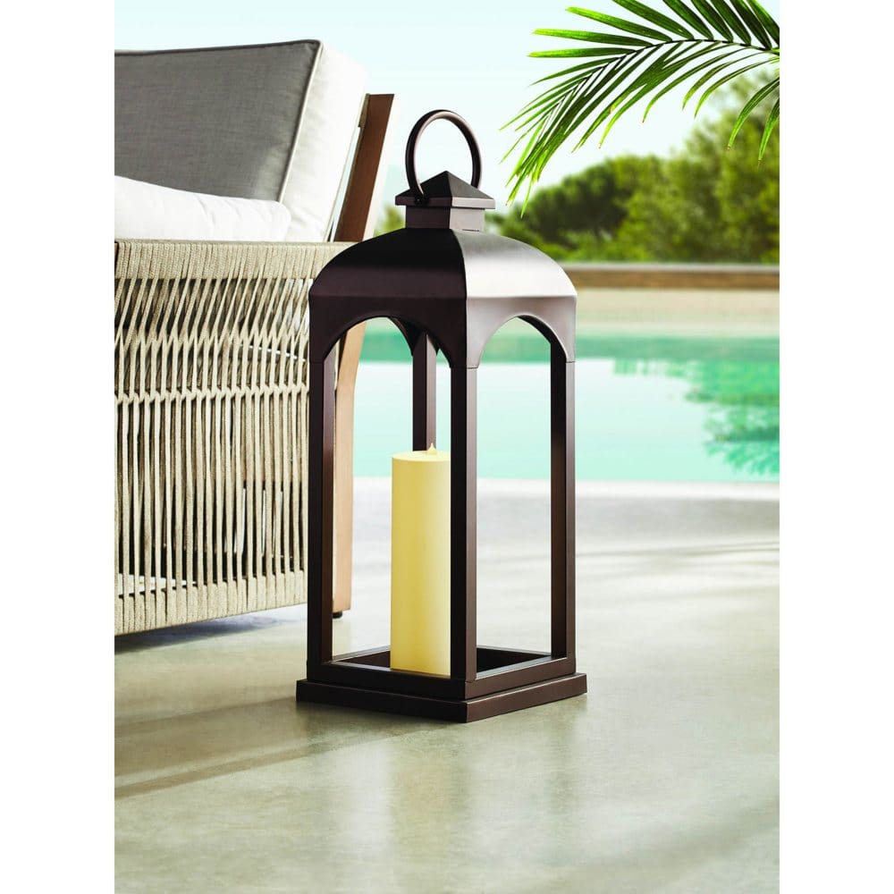 Member’s Mark 28 Copper Iron Lantern with Plastic Pillar Candle - Outdoor Lighting - Member’s Mark