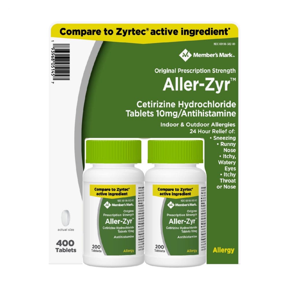 Member’s Mark Aller-Zyr Cetirizine HCl 10 mg. Antihistamine (400 ct.) - Allergy & Sinus - Member’s Mark
