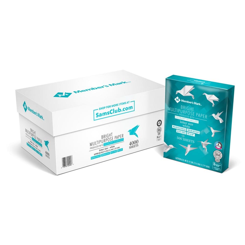 Member’s Mark Bright White Multipurpose Paper 20 lb. 96 Bright 8.5 x 11in. 8 Ream Case - Copy Paper - Member’s Mark