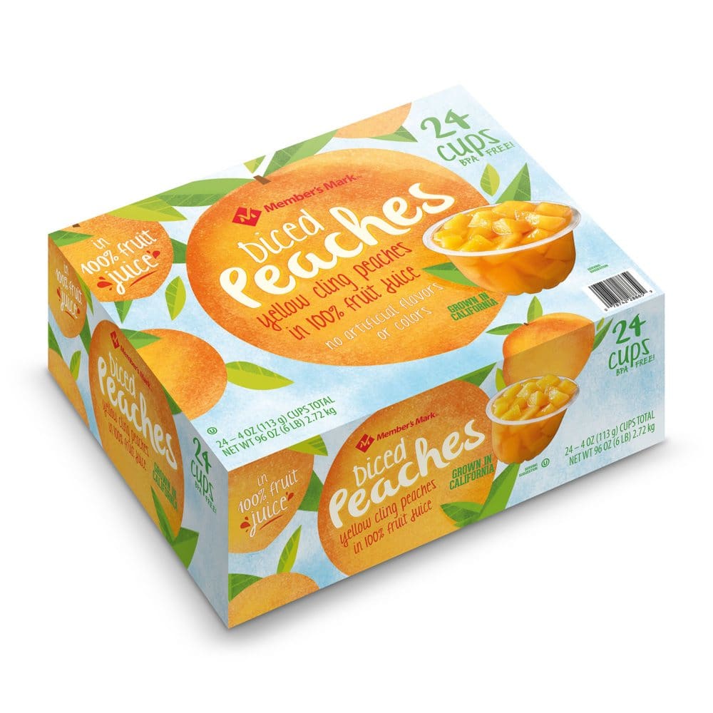 Member’s Mark Diced Peaches in 100% Fruit Juice (4 oz. 24 ct.) - Fruit Cups & Applesauces - Member’s Mark
