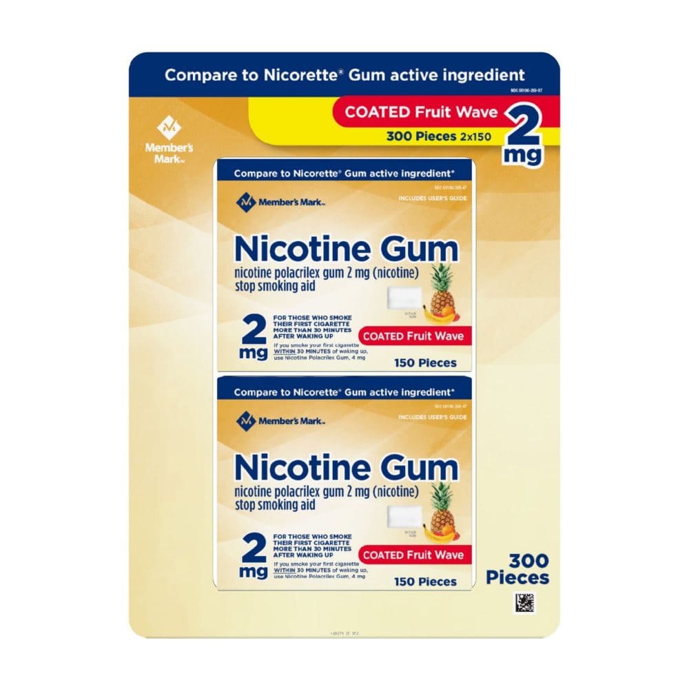 Member’s Mark Nicotine Coated Gum 2mg Fruit Flavor (300 ct.) - Smoking Cessation Aids - Member’s Mark