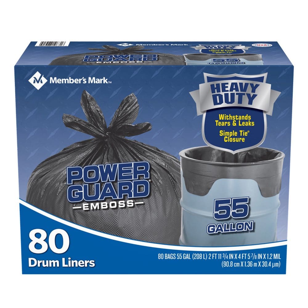 Member’s Mark Simple Tie Heavy Duty Black Trash Bags (55 gal. 80 ct.) - Paper & Plastic - Member’s Mark