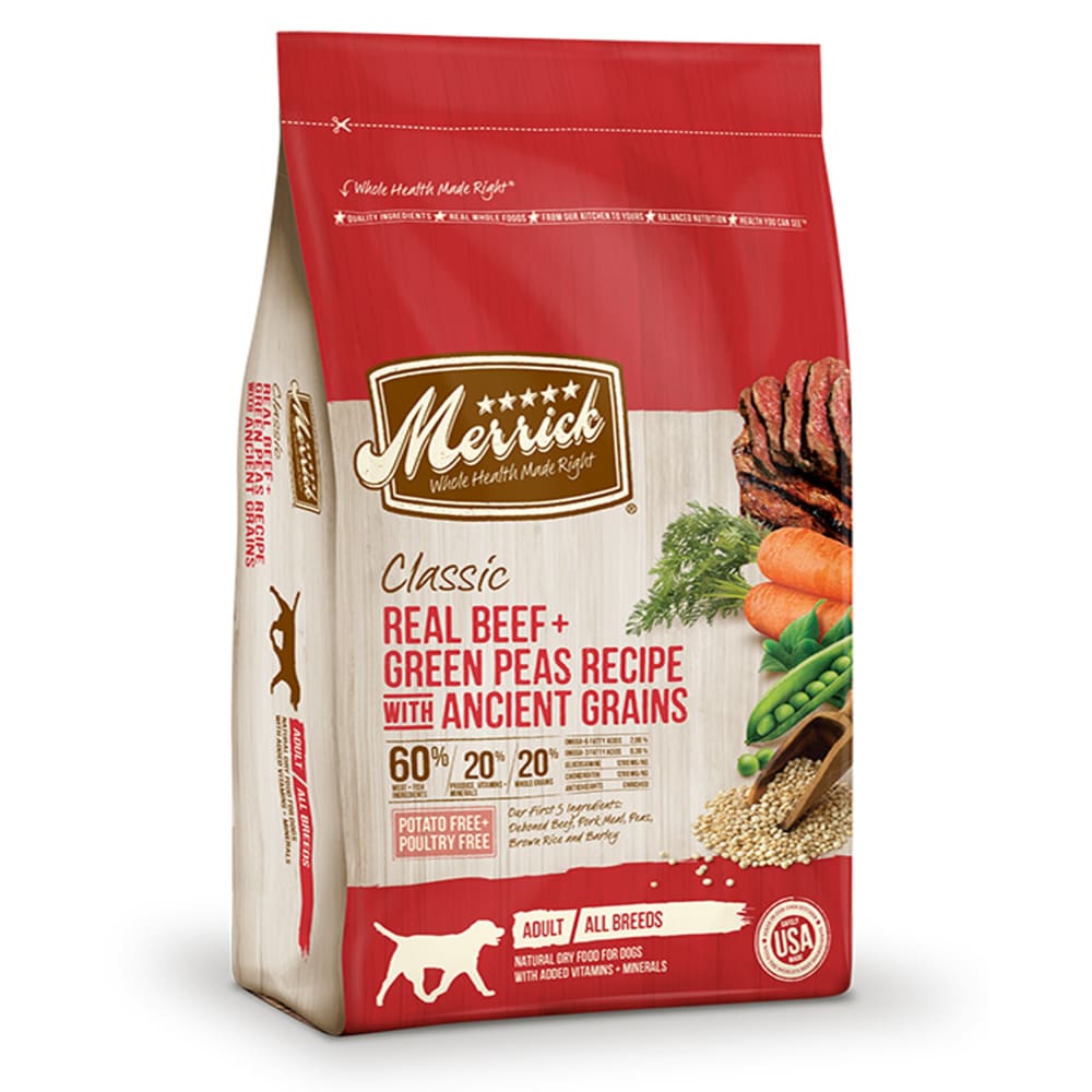 Merrick Classic Real Beef and Green Peas Recipe With Ancient Grains 4Lb - Pet Supplies - Merrick