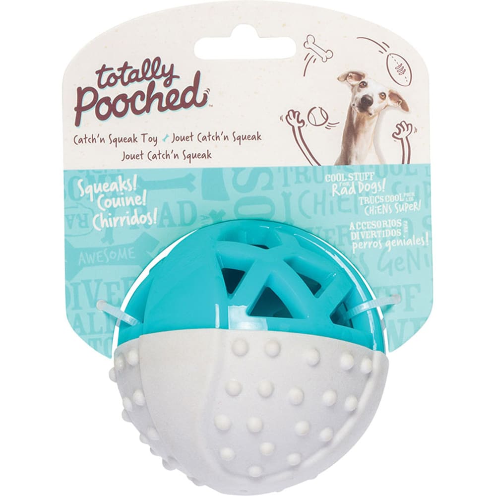 Messy Mutts Totally Dog Catch N Squeak Ball Grey Teal - Pet Supplies - Messy Mutts