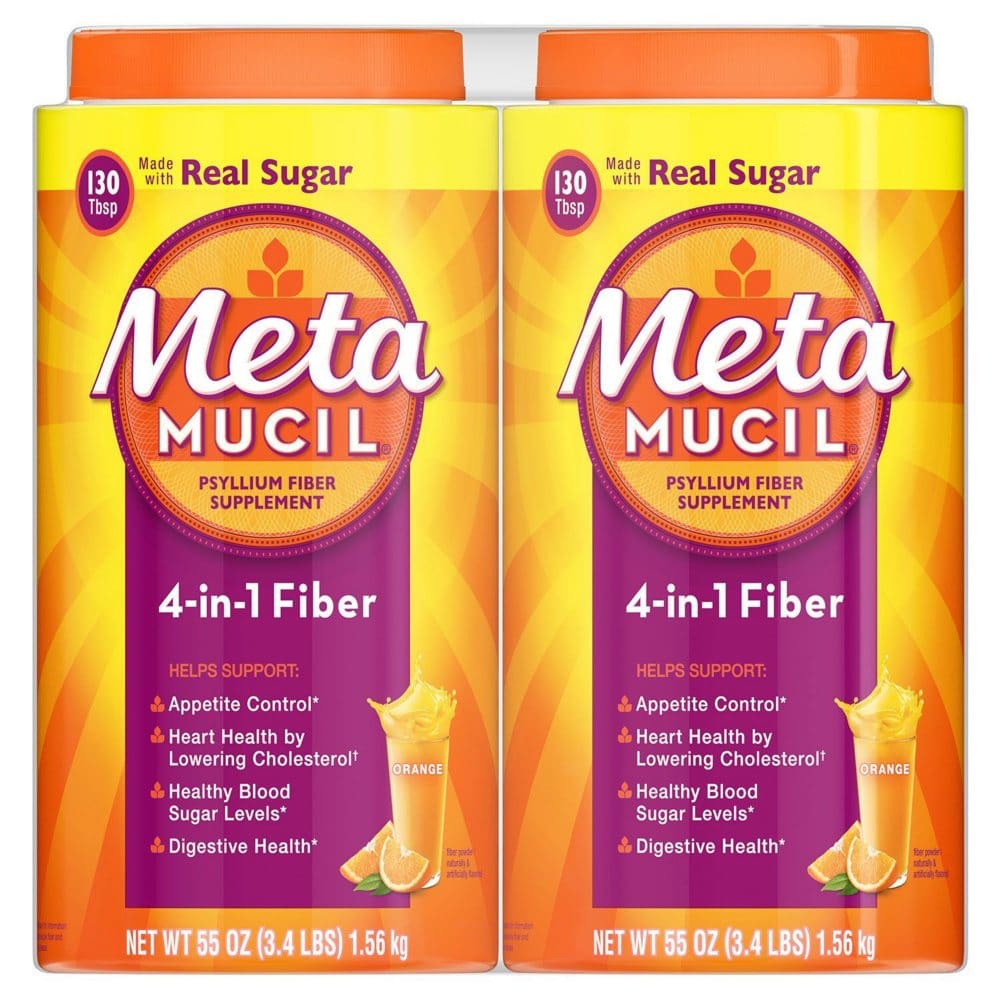 Metamucil Fiber 4-in-1 Psyllium Fiber Supplement Powder Orange (55 oz. 2 pk.) - HSA & FSA - Medicine Cabinet - Metamucil
