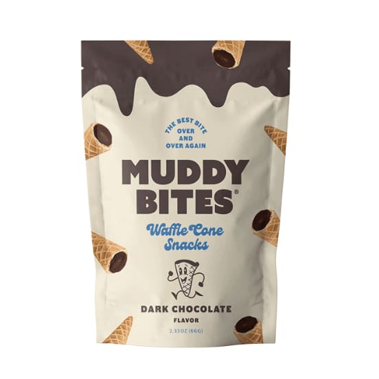 MUDDY BITES Grocery > Snacks MUDDY BITES: Waffle Cone Snacks Dark Chocolate, 2.33 oz