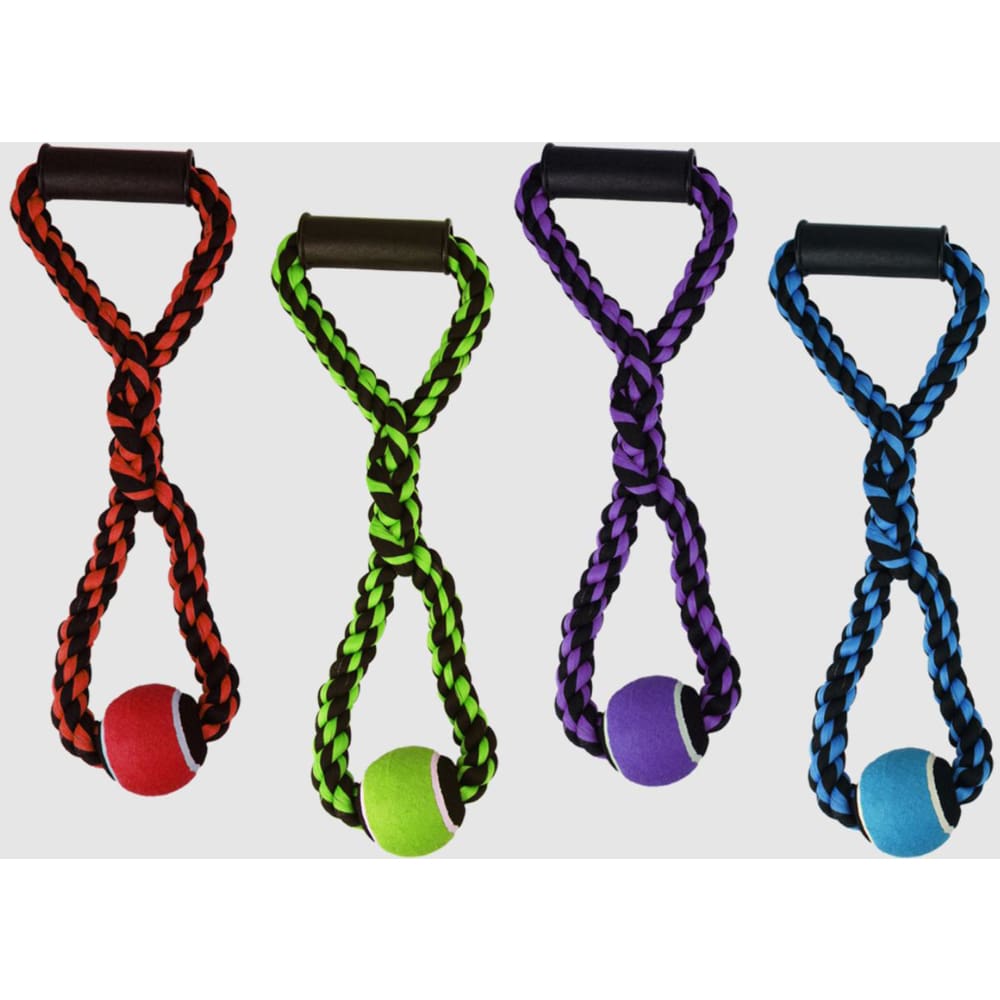 Multipet Nuts for Knots Rope Tug Dog Toy With Tennis Ball Assorted 20in LG - Pet Supplies - Multipet