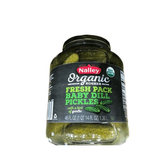 Nalley Organic Baby Dill Pickles with Garlic Family Size Jar, 46 fl oz