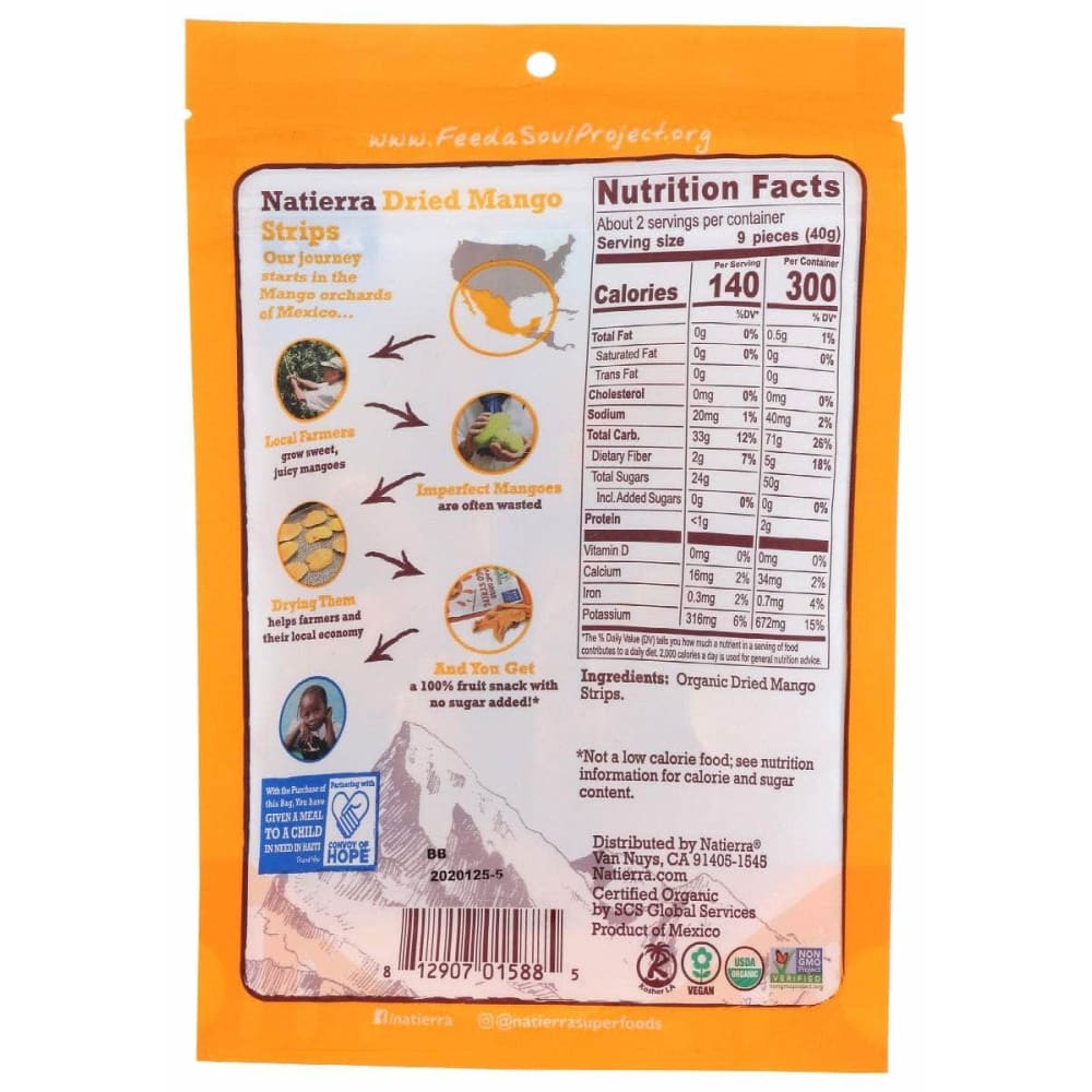 NATIERRA Natierra Organic Dried Mango Strips, 3 Oz