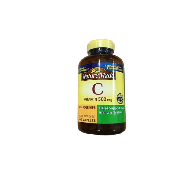 Nature Made 500mg Vitamin C with Rose Hips Caplets, 550 ct. - ShelHealth.Com