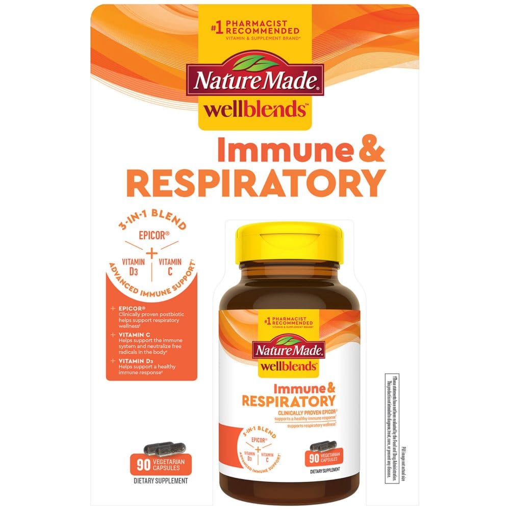 Nature Made WellBlends Immune & Respiratory Vegetarian Capsules 3-in-1 blend (90 ct.) - Immune Health - Nature Made