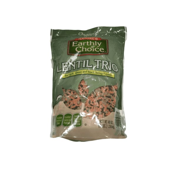 Nature's Earthly Choice Organic Lentil Trio - Red Split, Green and Black Beluga (3 lbs) - ShelHealth.Com
