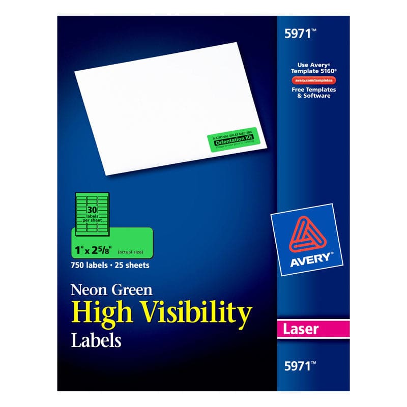 Neon Green Labels 750Ct 1X2-5/8In - Folders - Avery Products Corp