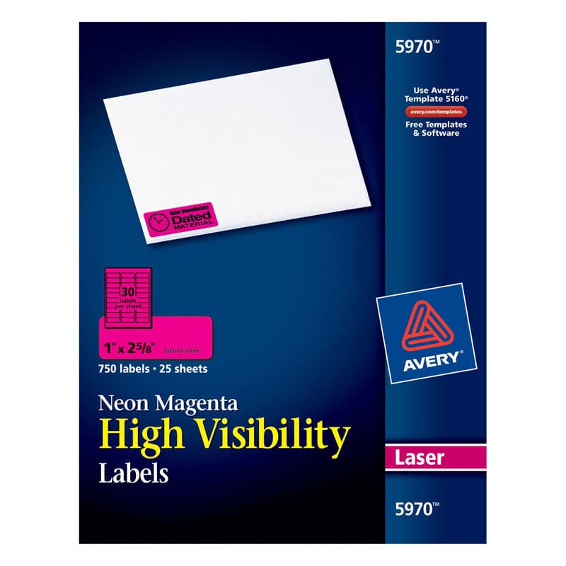 Neon Magenta Labels 750Ct 1X2-5/8In - Folders - Avery Products Corp