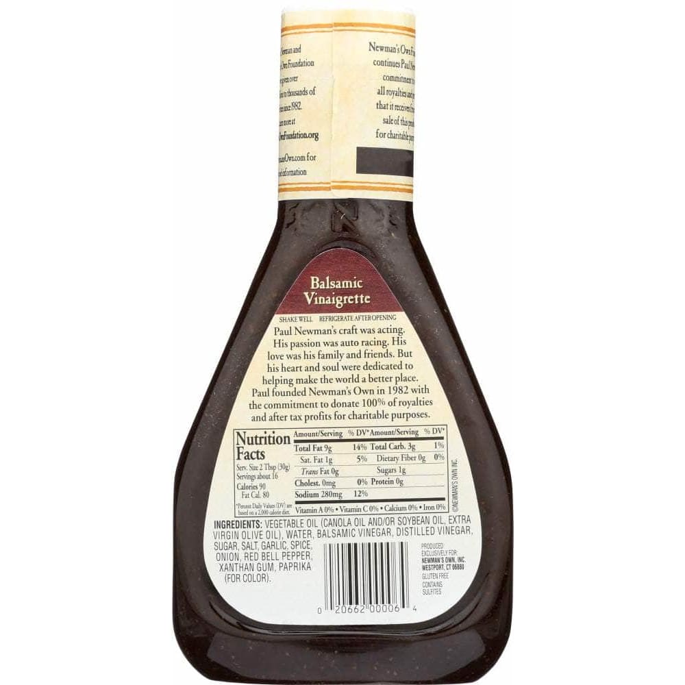 Newmans Own Newman's Own Dressing Balsamic Vinaigrette, 16 oz