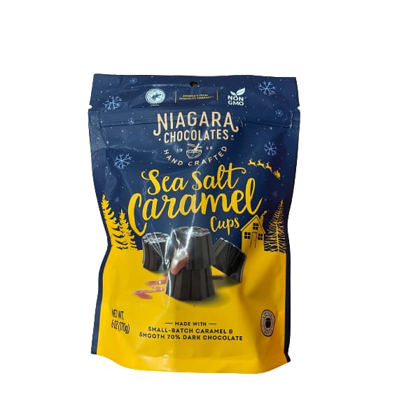Niagara Chocolates Premium Non-GMO Dark Chocolate Sea Salt Caramel Cups 6 oz Bag - Niagara Chocolates