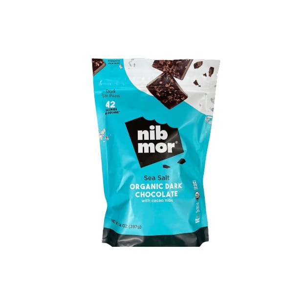 NibMor NibMor Sea Salt Organic Dark Chocolate with Cacao Nibs, 14 oz.
