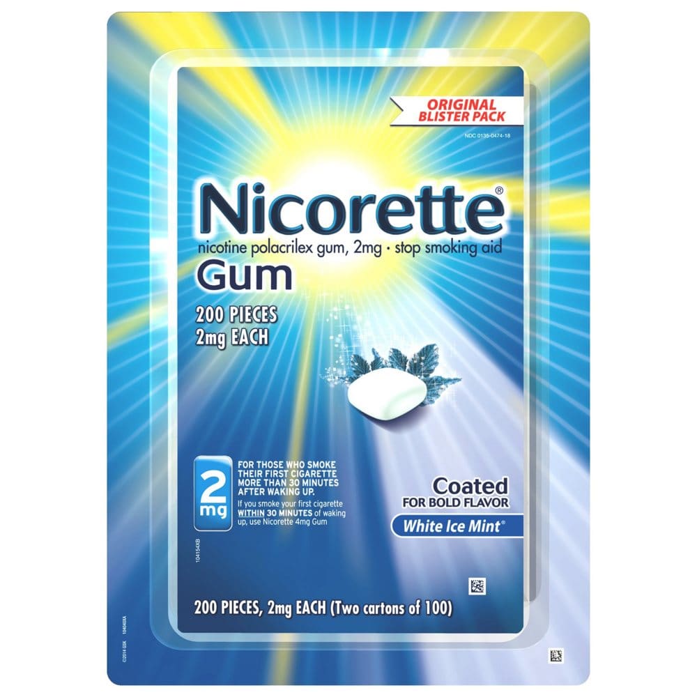 Nicorette 2 mg. Gum White Ice Mint (2 pk. 100 ct./pk.) - HSA & FSA - Smoking Cessation Aids - Nicorette