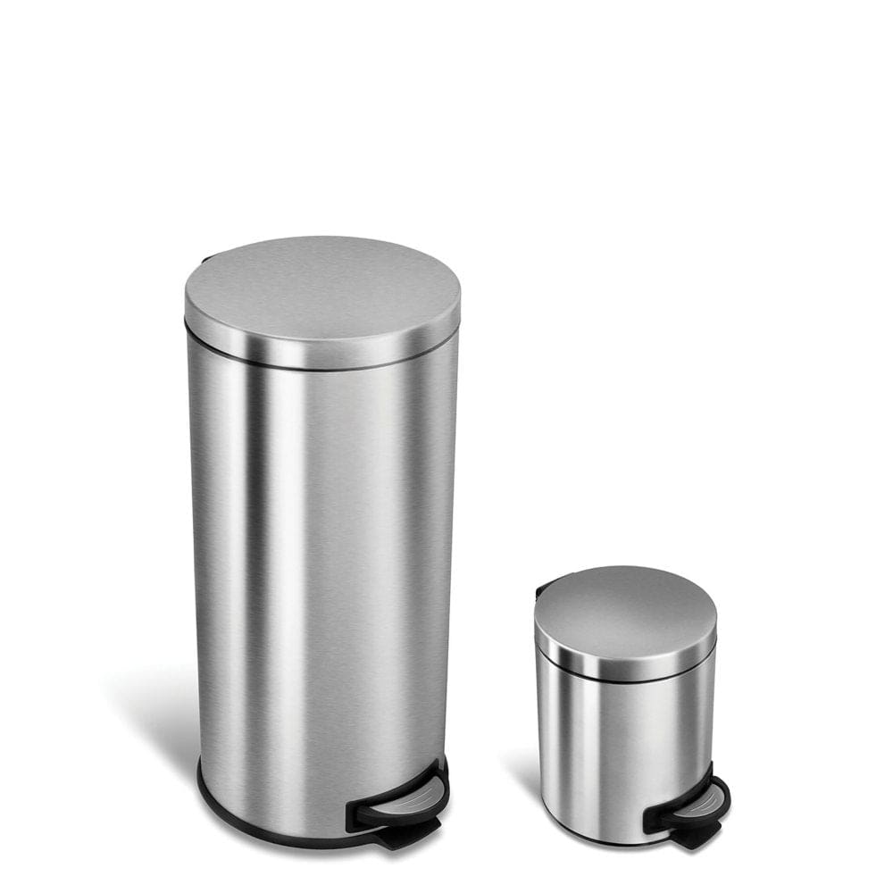 Nine Stars Combo 7.9 and 1.3 Gallon Step On Trash Can Stainless Steel - Trash Cans - Nine
