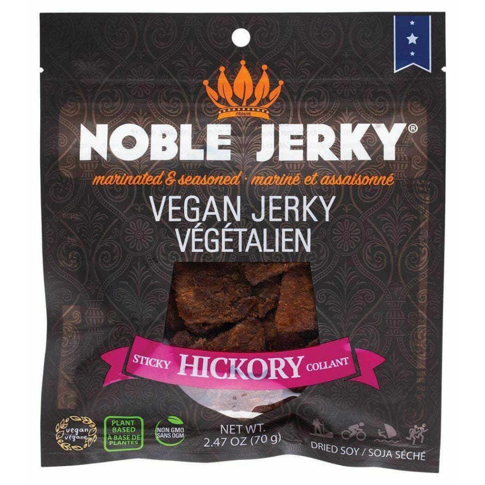 NOBLE JERKY Grocery > SHELF STABLE JERKY & MEAT SNACKS NOBLE JERKY: Sticky Hickory Collant Vegan Jerky, 2.47 oz