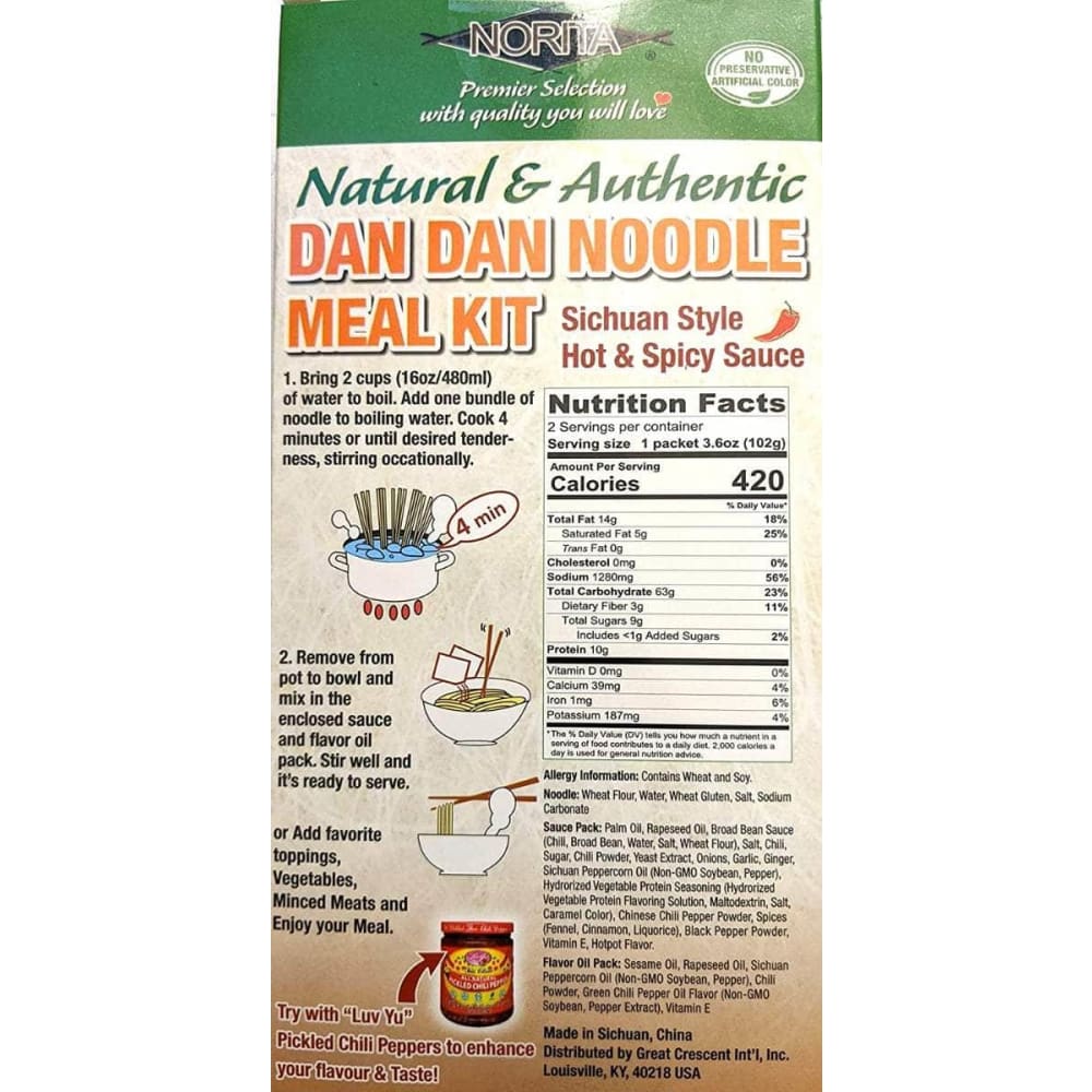 NORITA Norita Meal Kit Noodle Dan Dan, 7.1 Oz