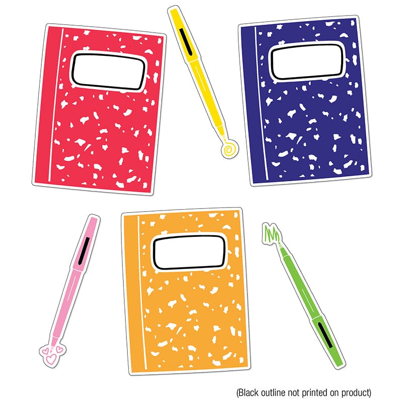Notebooks And Pens Cut-Outs (Pack of 8) - Accents - Carson Dellosa Education