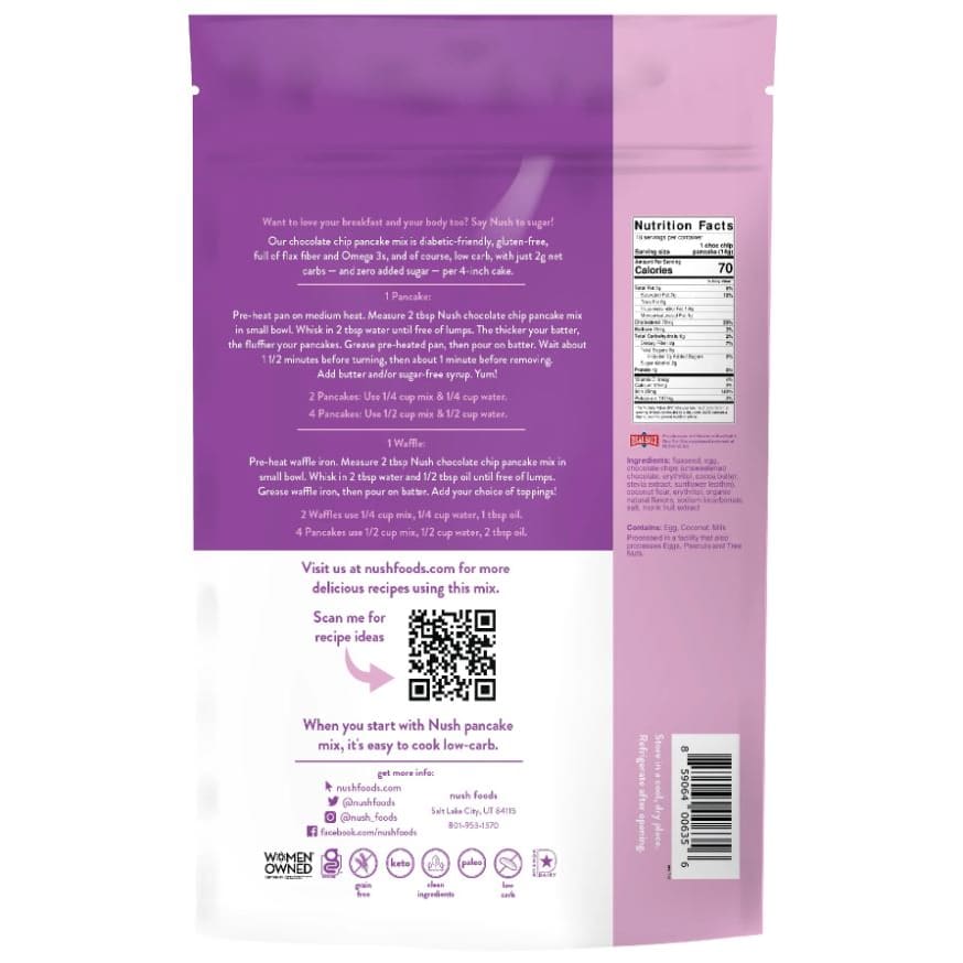 NUSH: Chocolate Chip Pancake Mix 9 oz - Grocery > Cooking & Baking > Baking Ingredients - NUSH